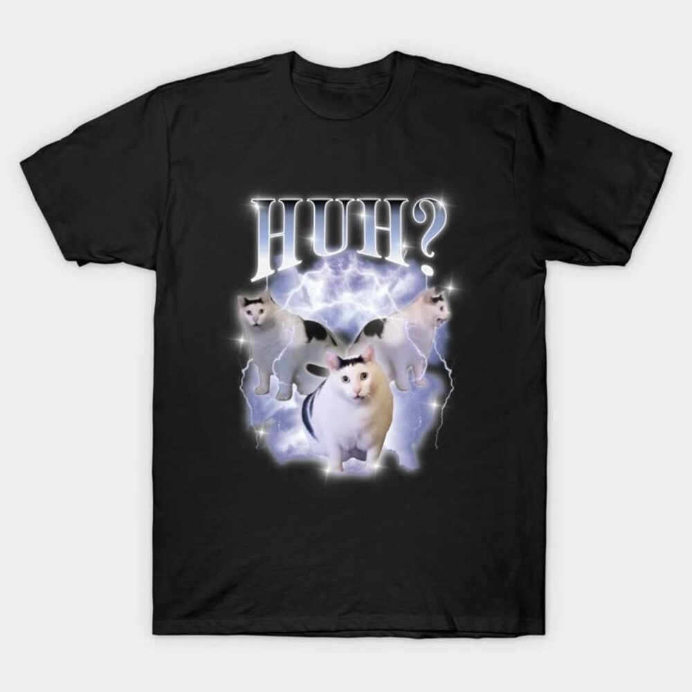 Huh Cat Meme Chunky Ben 90s Bootleg Rap Graphic T-shirt